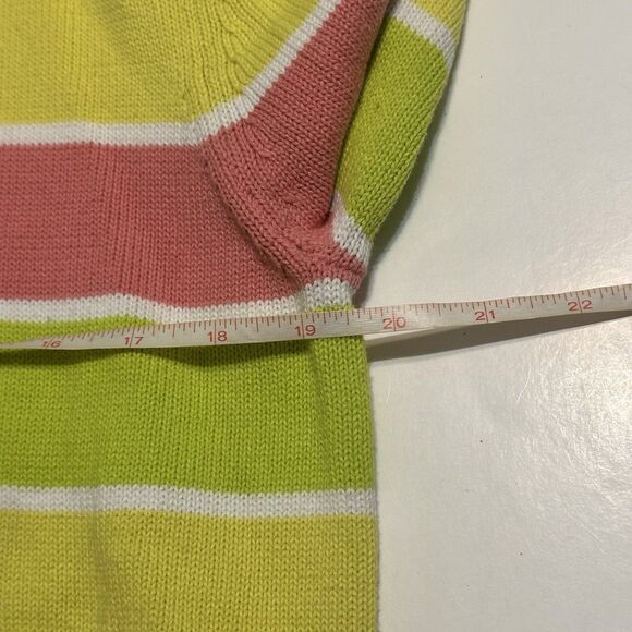 Teddy Fresh Stripe Knit Sweater Crew Neck Men's Small Pink Yellow Pink Green - Picture 3 of 9